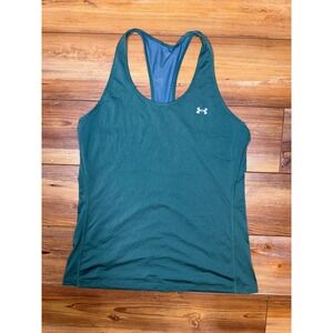 Under Armour Womens HeatGear Racerback Tank Top Teal Green Mesh Athletic Top
